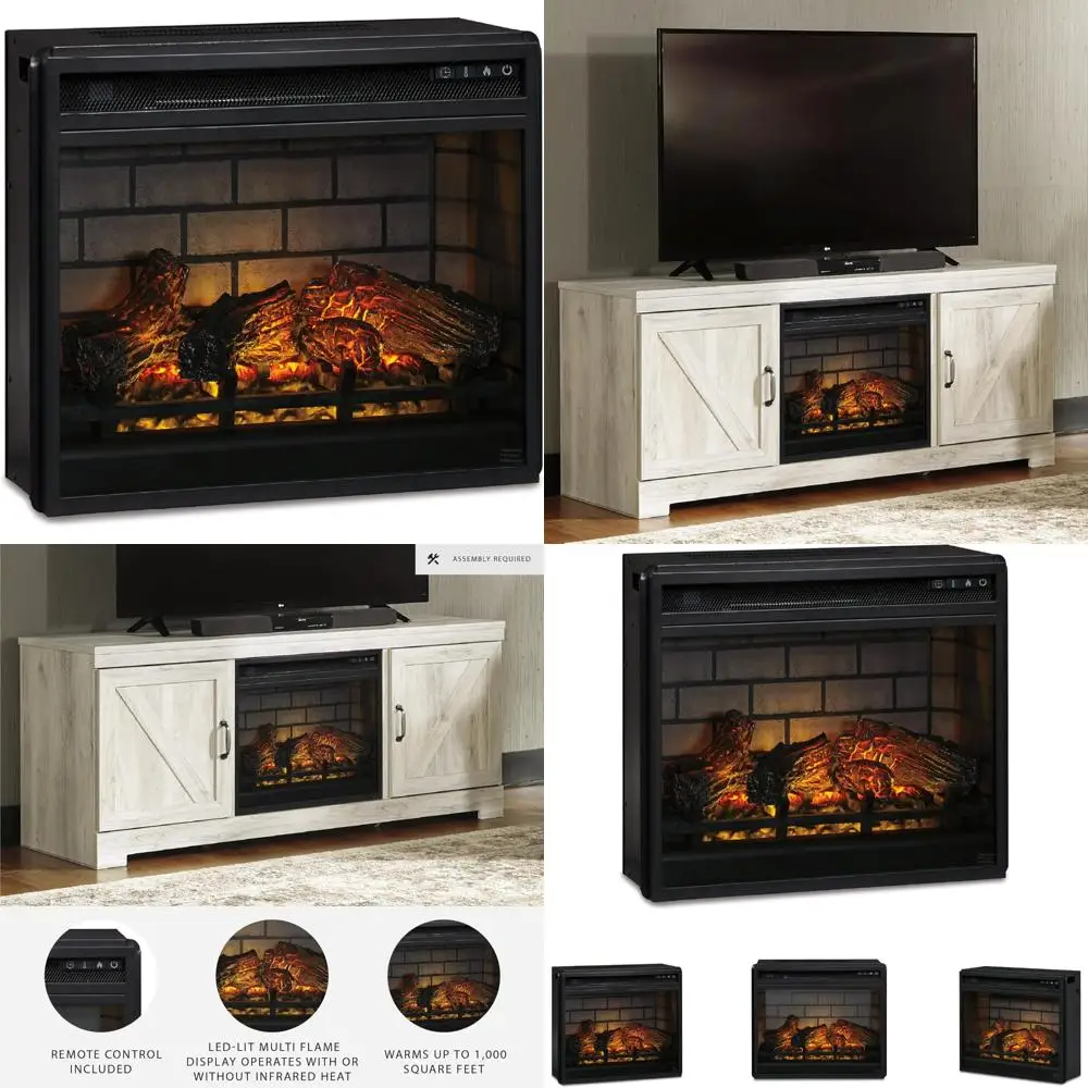 

Фирменная электрическая инфракрасная каминная вставка Ashley 24, пульт дистанционного управления, черная