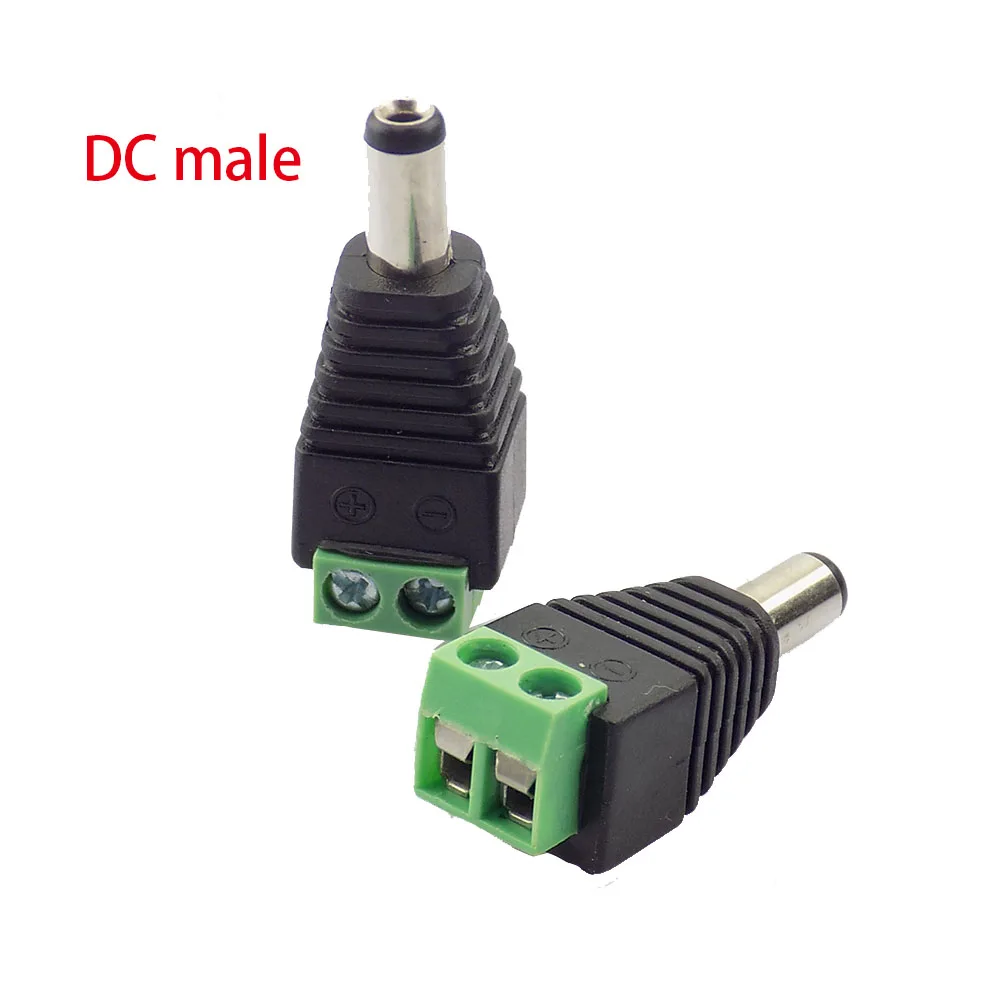 2pcs 12V DC 2.1*5.5mm BNC Male Female Connector Coax CAT5 Video Balun Adapter Plug for Led Strip Lights CCTV Camera Accessories