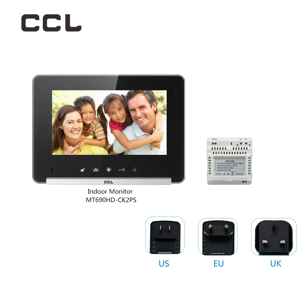 CCL 7" HD Screen 4-Wire Video Intercom Security Protection Door Phone for Villa with 130° Camera Doorbell Built-in 8G Memory