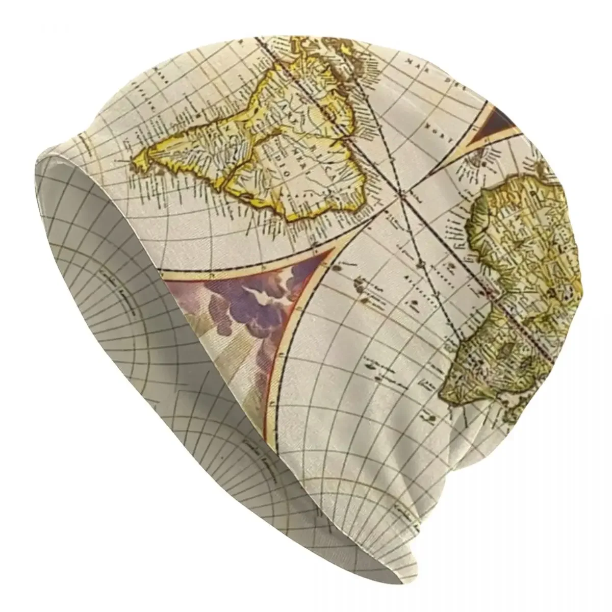 

Vintage Earth Map Beanie Hats Vintage Anitque Bonnet Hats Female Male Fashion Outdoor Knitted Hat Autumn Graphic Warm Soft Caps
