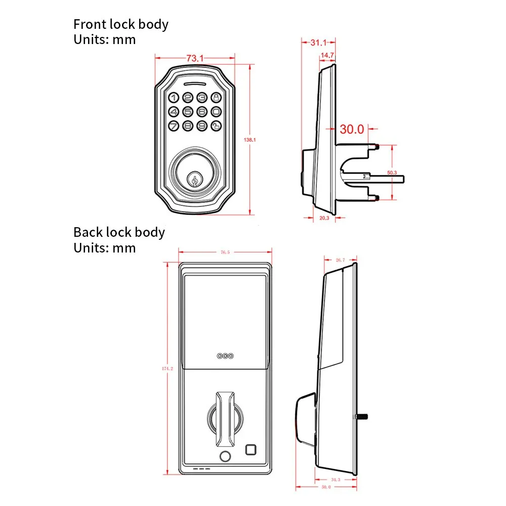 Tuya Wifi Black Smart Door Lock Anti-static Keypad Digital Password Mechanical Key Security Home Electronic Auto Lock