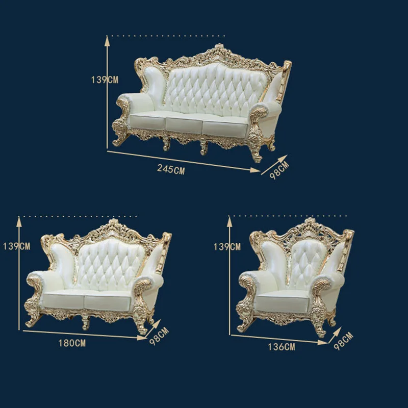 European-style Sofa French-style Sofas Single and Double Three-person Villa High-end Living Room Leather Home Furniture