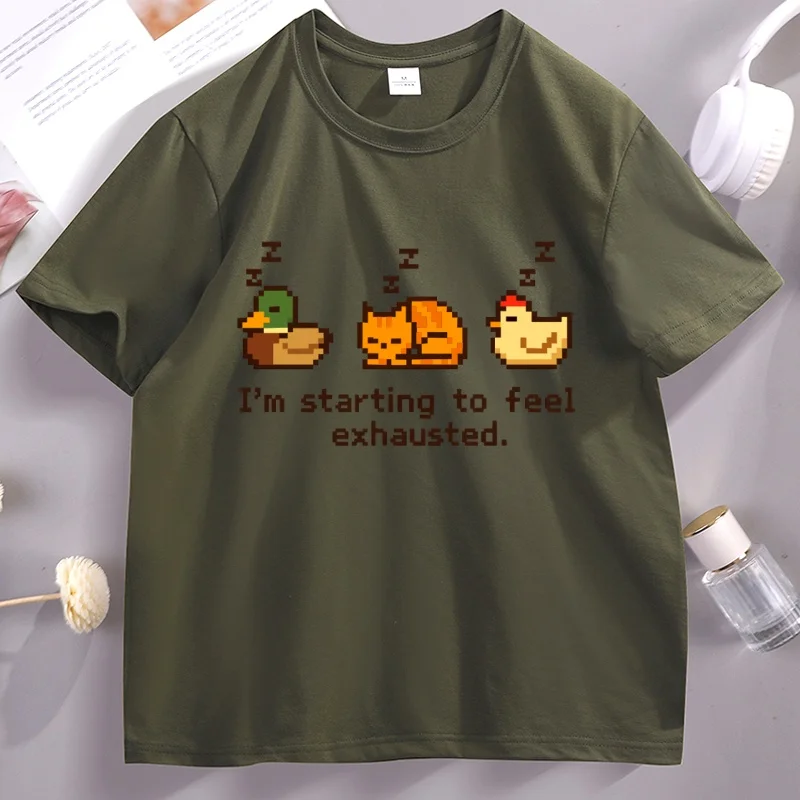 Stardew-Valley النوم تي شيرت البلوز المعتاد المطبوعة لعبة تي شيرت للرجال النساء السببية القطن قصير الأكمام زوجين تيز #2