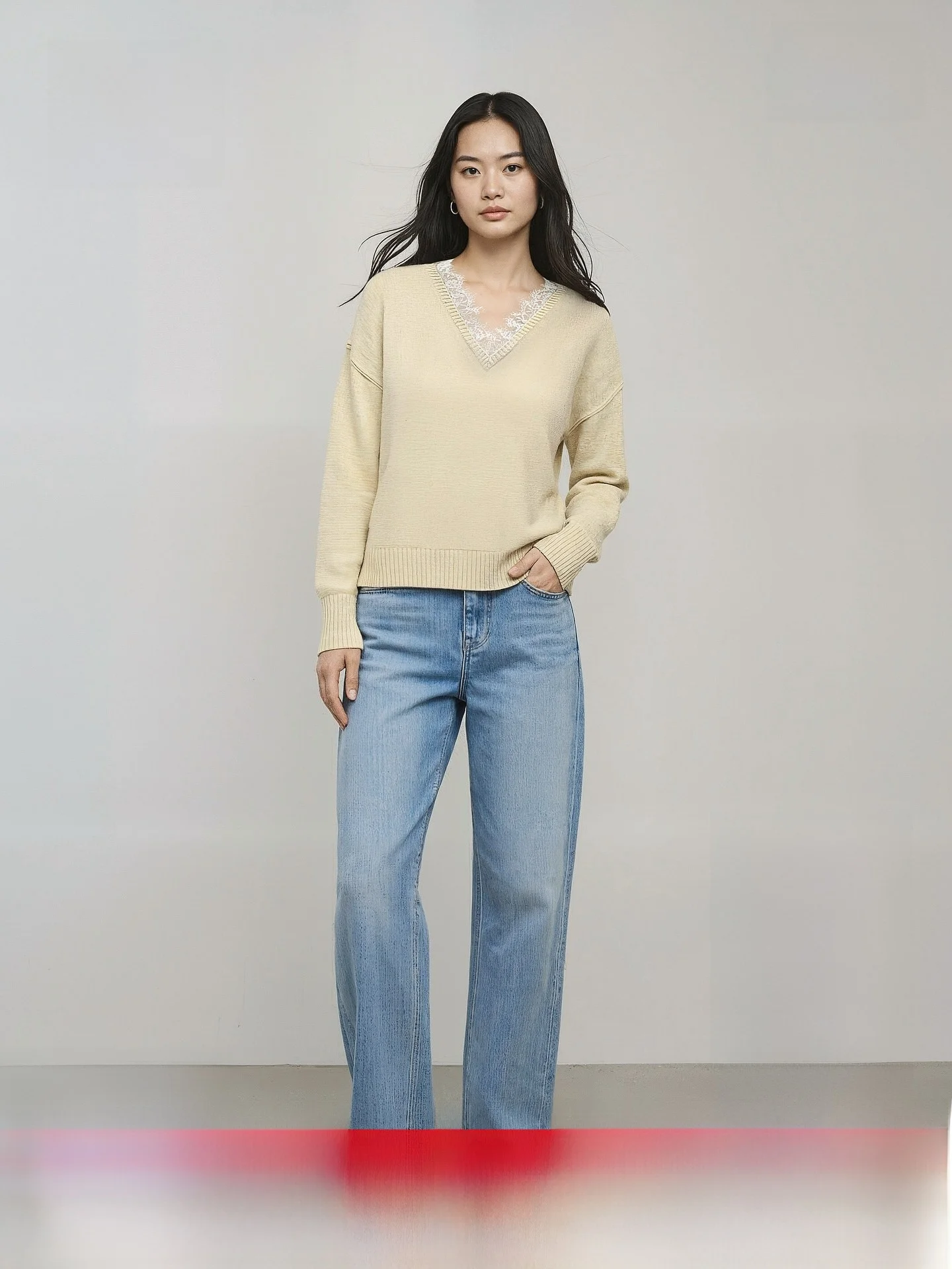 

Ballet Sle Knitted Sweater Women's Spring New Winter Sweet Soft Wool Lace 0000 H&M Casual Sle Regular Fit