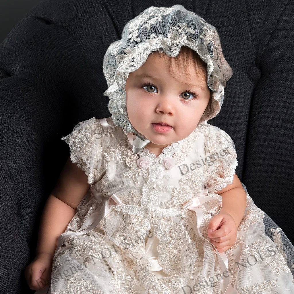 Adorable vestido de bautizo para niña bebé, vestidos de flores para niña, vestidos de bautizo bordados, Vestido largo de bendición