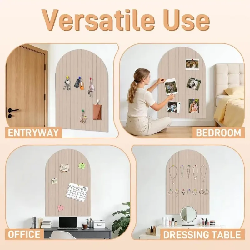 Arch Vertical Stripe Self‑Adhesive Felt Acoustic Wall Panel Pin Board Photo Display Memo Note Wall Tile For Home Office Sticker