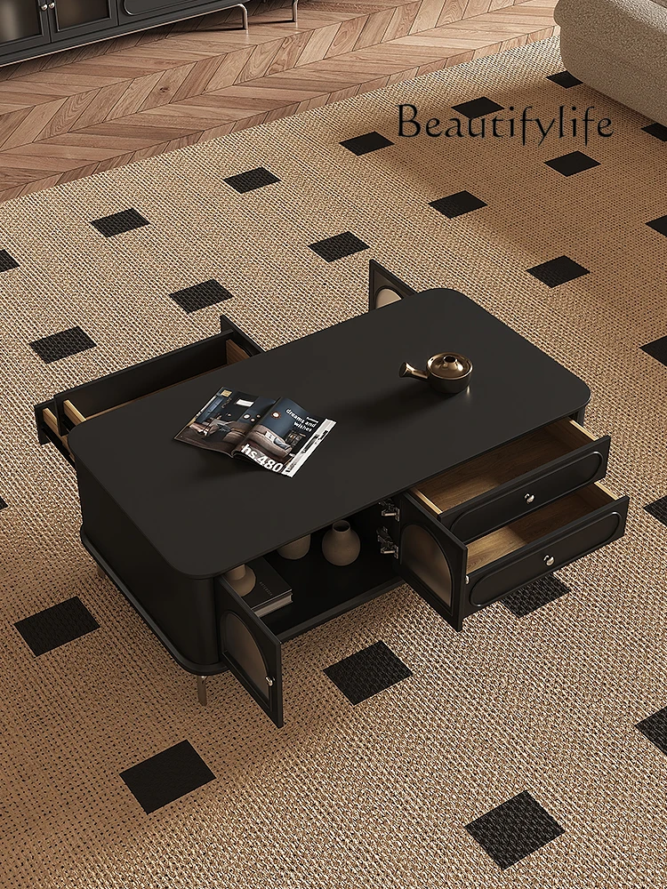 

French Entry Lux Solid Wood Rectangular Coffee Table Modern Minimalist Living Room Home Small Apartment Tea Table