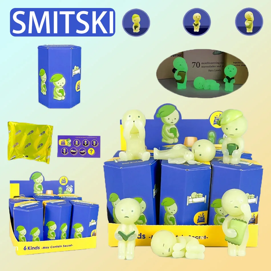 Modelo de juguete SMISKI, muñeca verde noctilucente de varias series, caja misteriosa ciega, figuras de acción, decoración de escritorio para regalo sorpresa