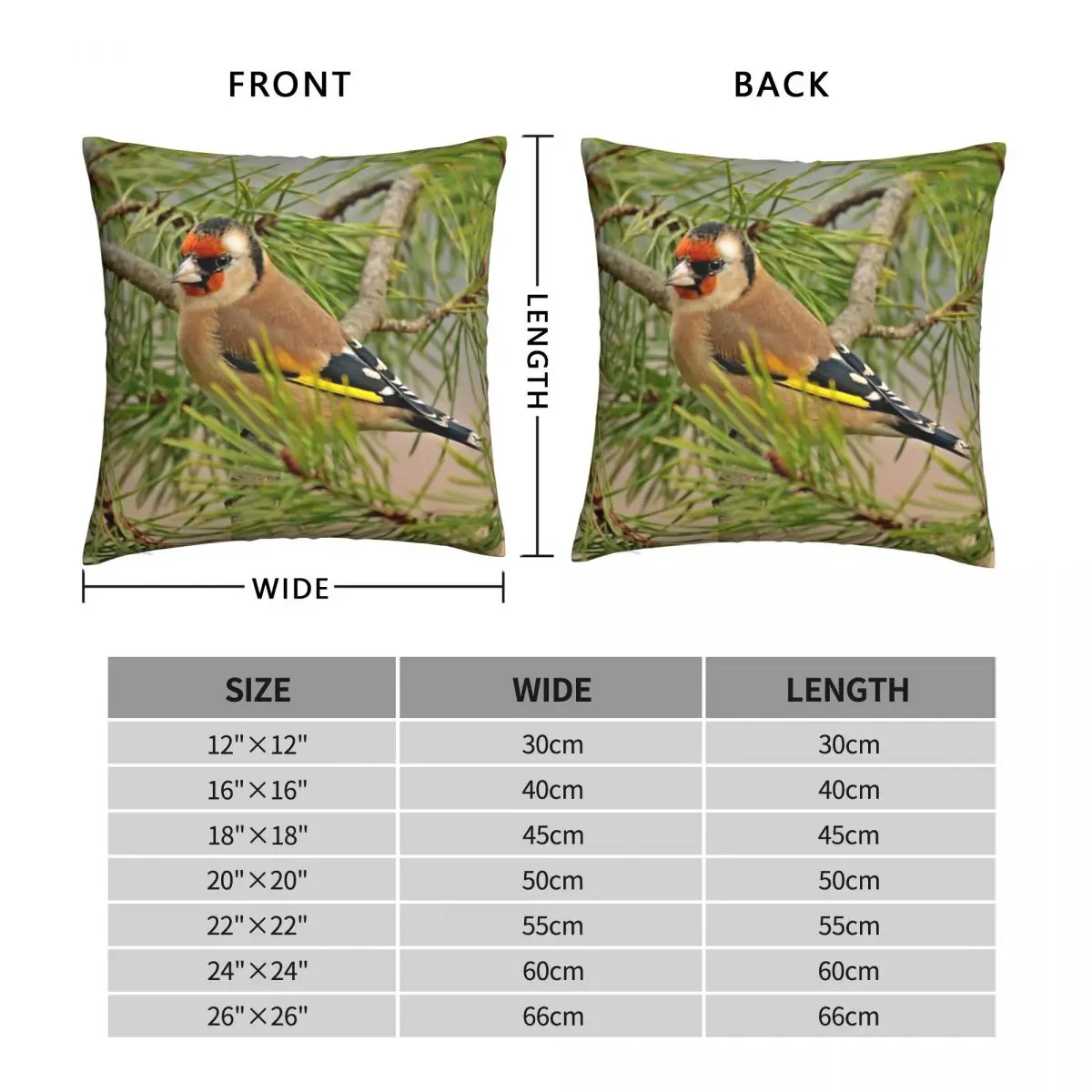 European Goldfinch Perched On Branch Pillowcase Polyester Linen Velvet Pattern Zip Decor Pillow Case Room Cushion Cover