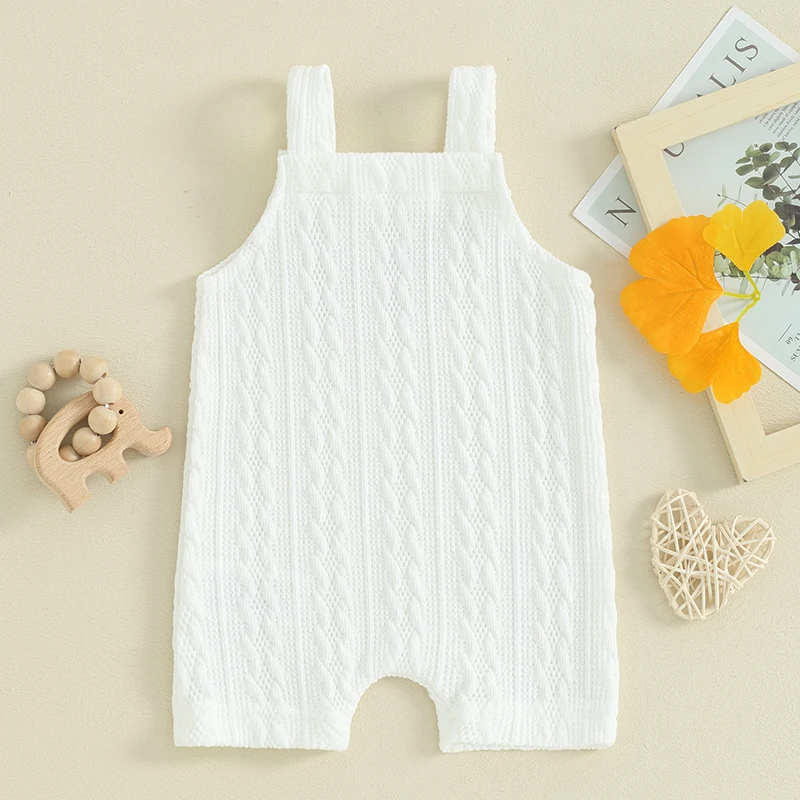 Baby Girls Boys Romper Contrast Pocket Buttons Straps Sleeveless Jumpsuits Summer Casual Clothes Infant Bodysuits