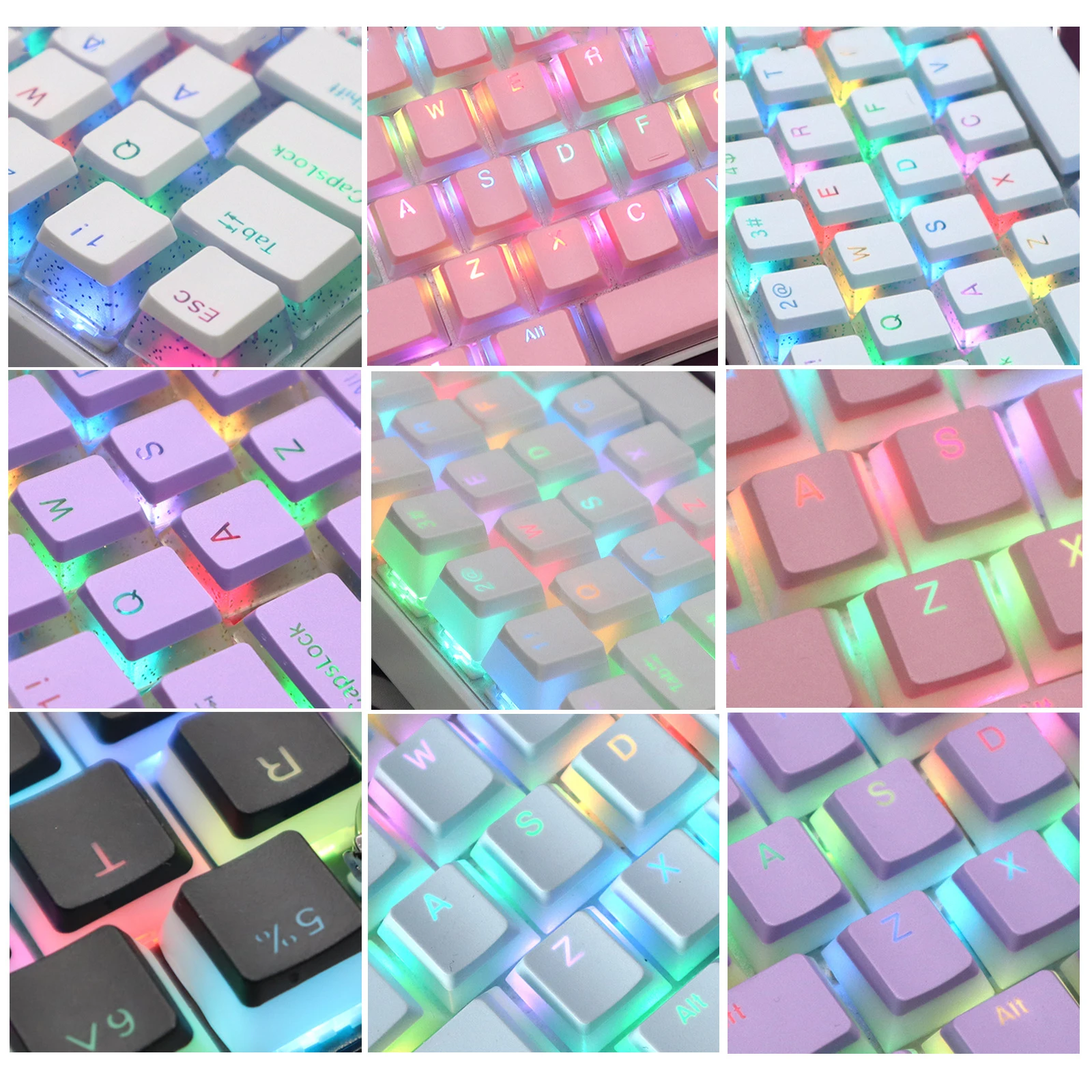 Tastiera meccanica budino keycap BPT colore traslucido keycap può essere personalizzato per spagnolo ebraico brasiliano giapponese corea