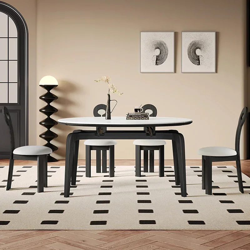Mesa de jantar redonda francesa, americana, dobrável, economizador de espaço, centro de jantar, design italiano, móveis para casa