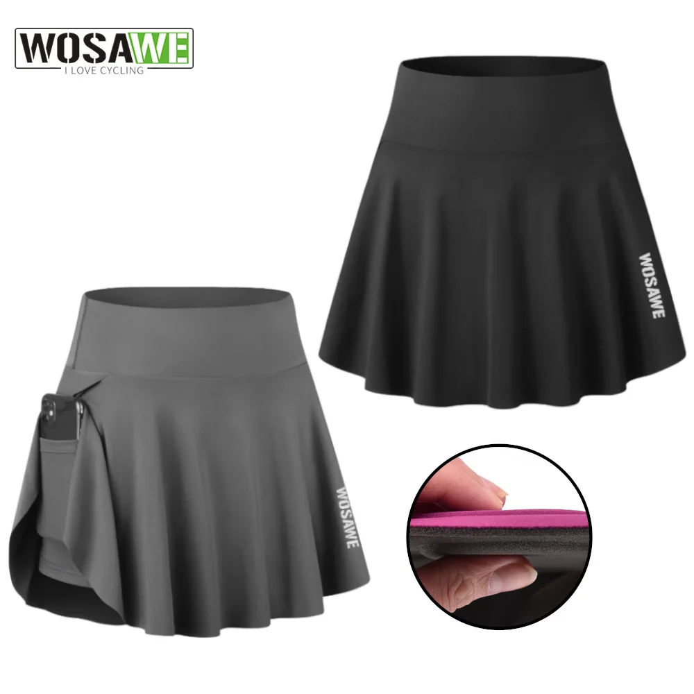 

Летняя велосипедная юбка WOSAWE 2 в 1, дышащие велосипедные шорты с мягкими вставками, женская юбка для велоспорта, тенниса, йоги, гольфа, фитнеса
