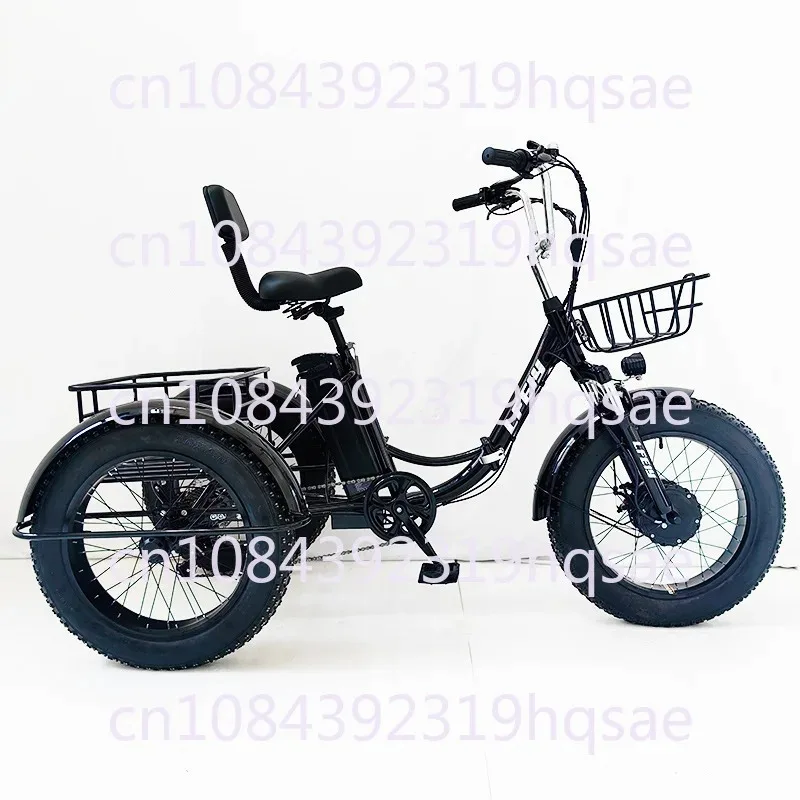 20-inch Foldable Fat Tire Electric Tricycle, Pedal Tricycle, Snow-friendly Lithium Battery Bicycle