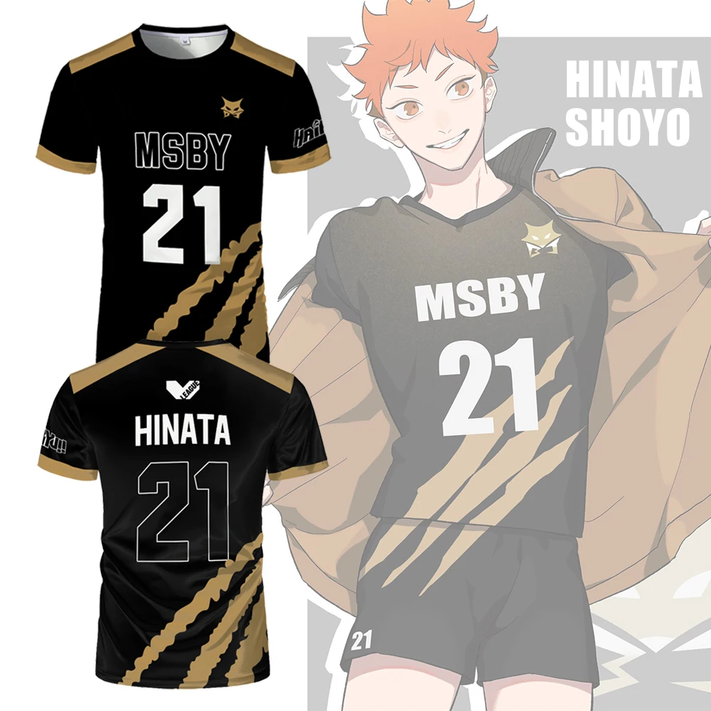 

Haikyuu MSBY мультфильм Джерси футболка Hinata Shoyo черный шакал волейбол футболки 2024 новые уличные спортивные детские и мужские футболки