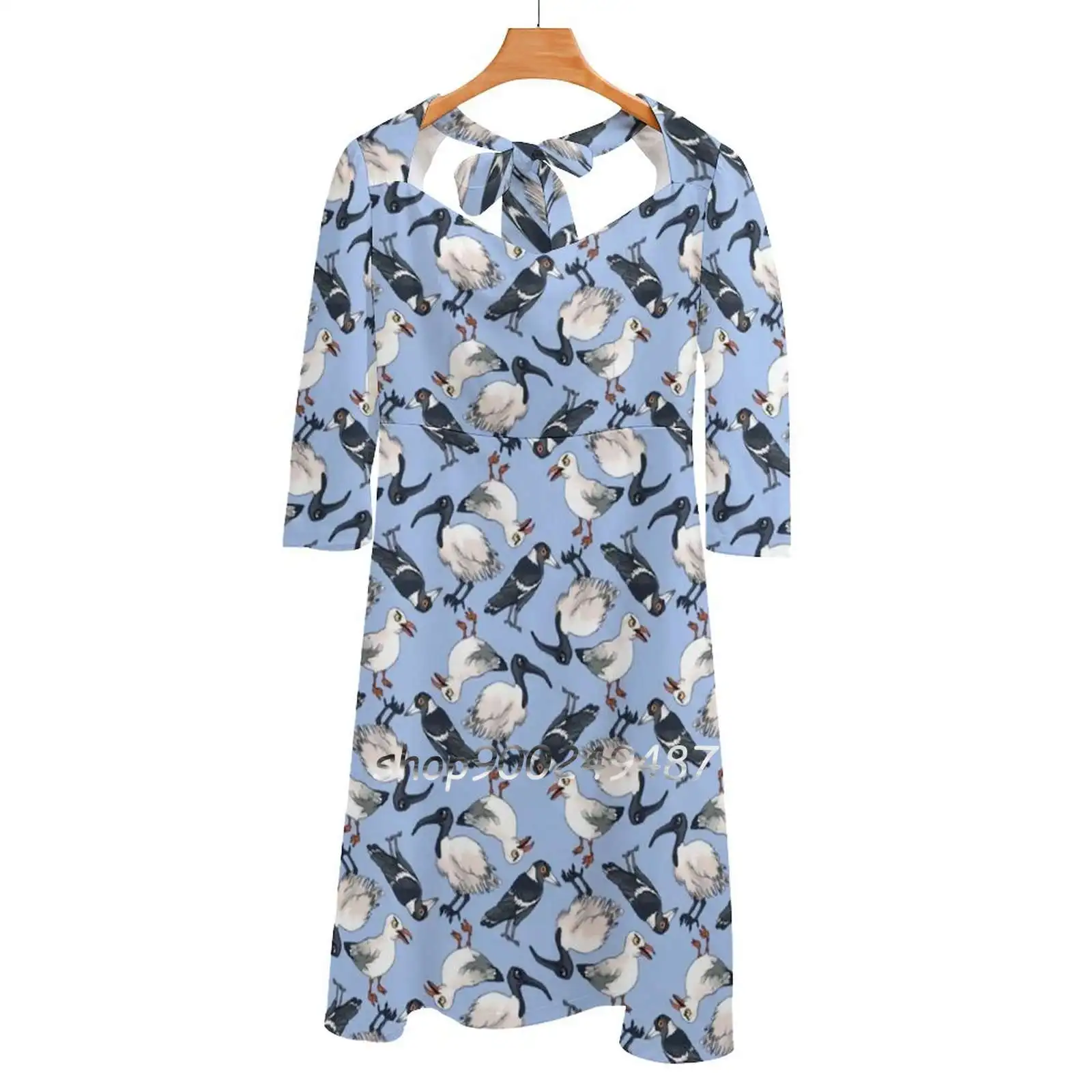 Everyone'S Favourite Australian Birds Square Neck Dress Sweet Summer Dress Women Elegant Halter Print Dress Bin Chicken