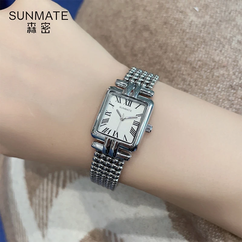 2025 New SUNMATE Women's Luxury Quartz Watch Waterproof Stainless Steel Women's Watch Fashion Elegant Round Bead Bracelet Watch