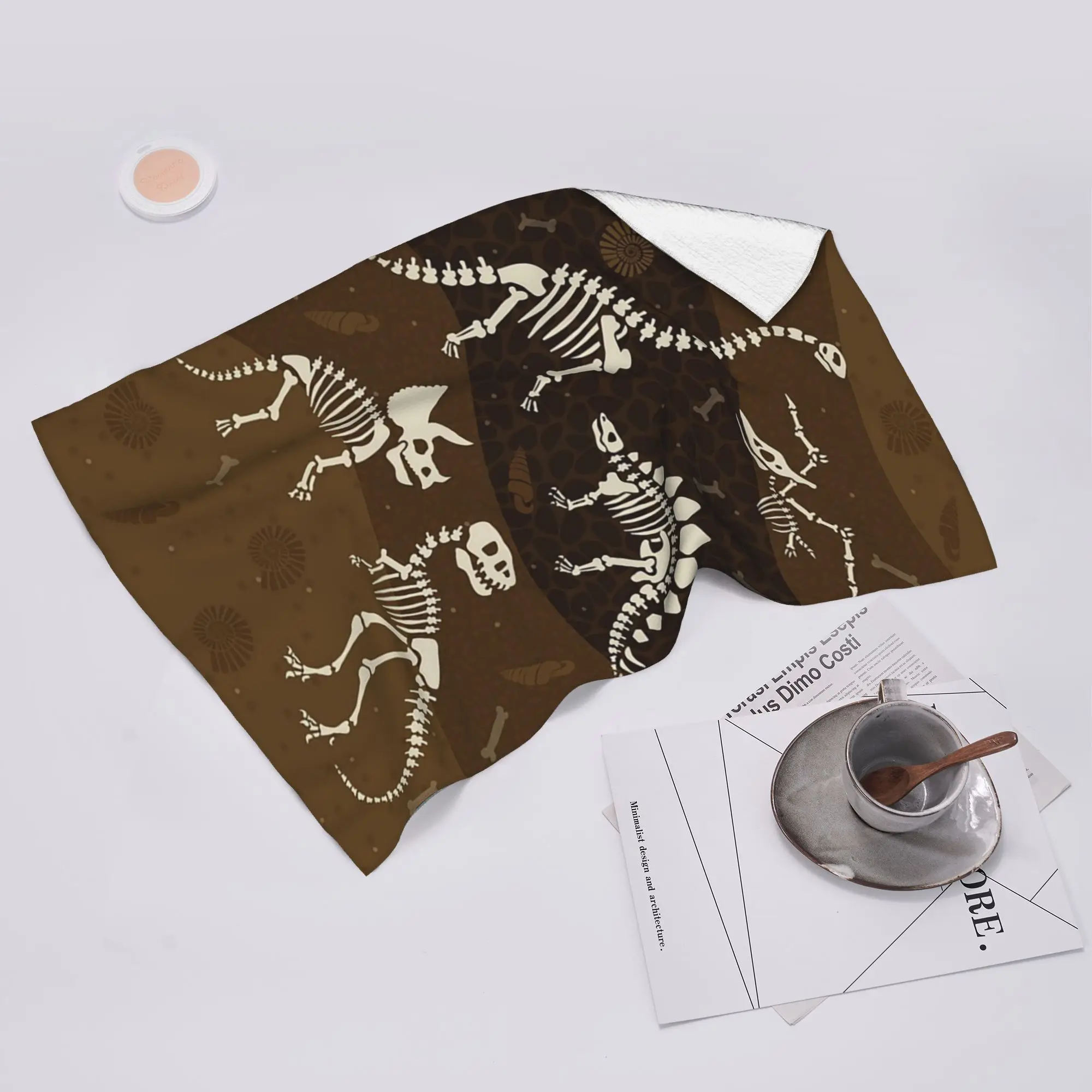 Custom Dinosaur Fossil Pattern Soft Face Towel Quick Dry Pool Bath Cotton Towels Absorbent Quick
