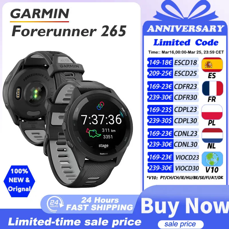 Montre Garmin Forerunner 265, montre de sport Garmin, GPS de plein air, course à pied, fitness, marathon, natation, fréquence cardiaque, oxygène sanguin, montre connectée chinoise
