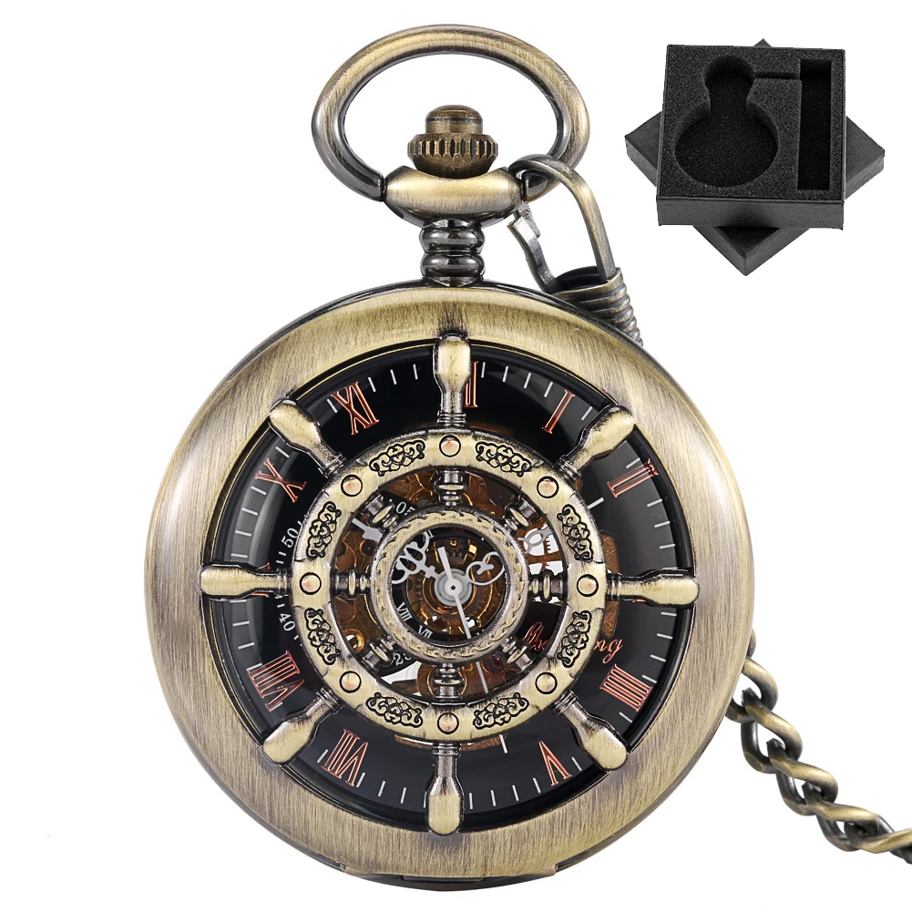 

Винтажные мужские механические карманные часы из розового золота с римскими цифрами, брелок-цепочка с подвеской, карманные часы, подарок для мужчин