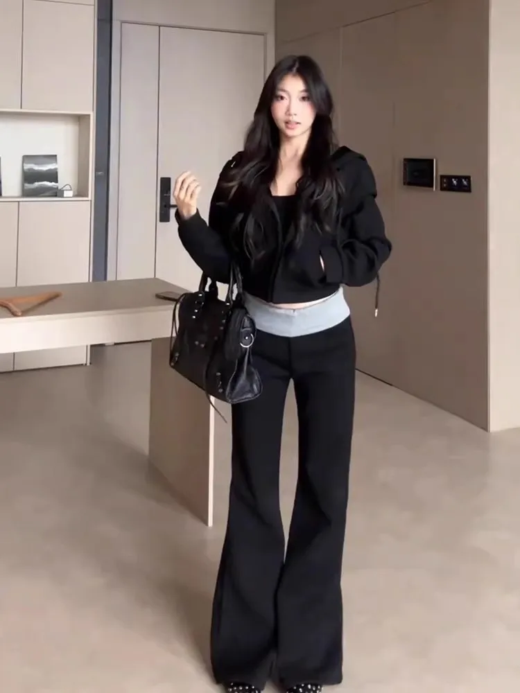 

Корейский комплект антивозрастной облегающей повседневной спортивной одежды, женский осенне-зимний новый комплект спортивных штанов с капюшоном Bla, комплект из двух предметов