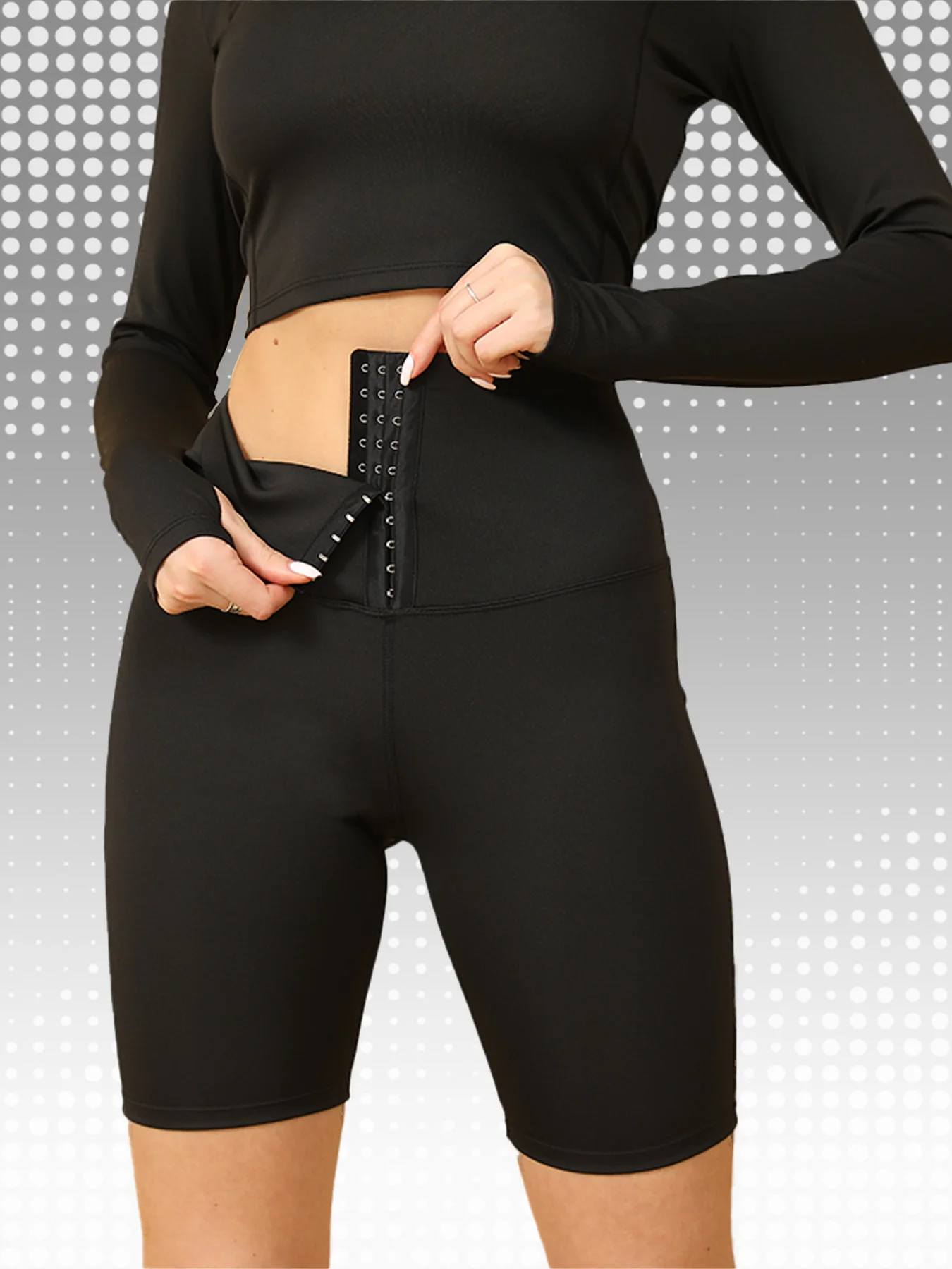 

Shark skin buckle yoga waist-cinching sports leggings, high-waist and hip-lifting shaping leggings, adjustable waistband, hip-en