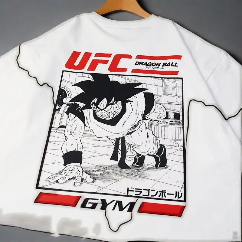 

Dragon Ball Animation Sun Wukong Joint UFC Мужская и женская футболка в стиле ретро из высококачественного хлопка с круглым вырезом и принтом Trend Ins Top