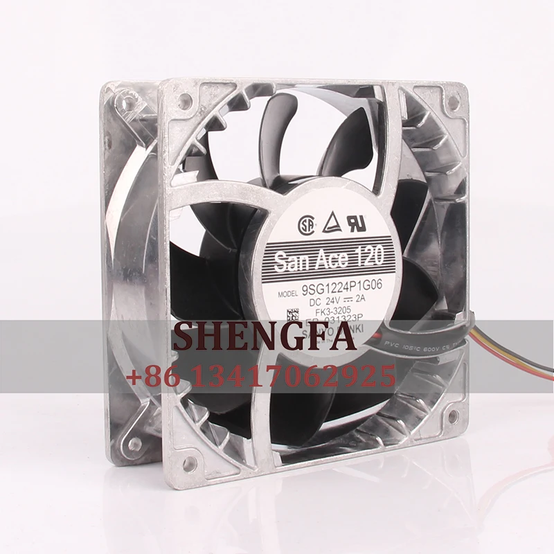 Ventilador de refrigeración de carcasa SANYO 9SG1224P1G06, ventilador centrífugo para impresora con marco de aluminio 120, DC24V, 2.0A, 120x12038x38MM, 12CM