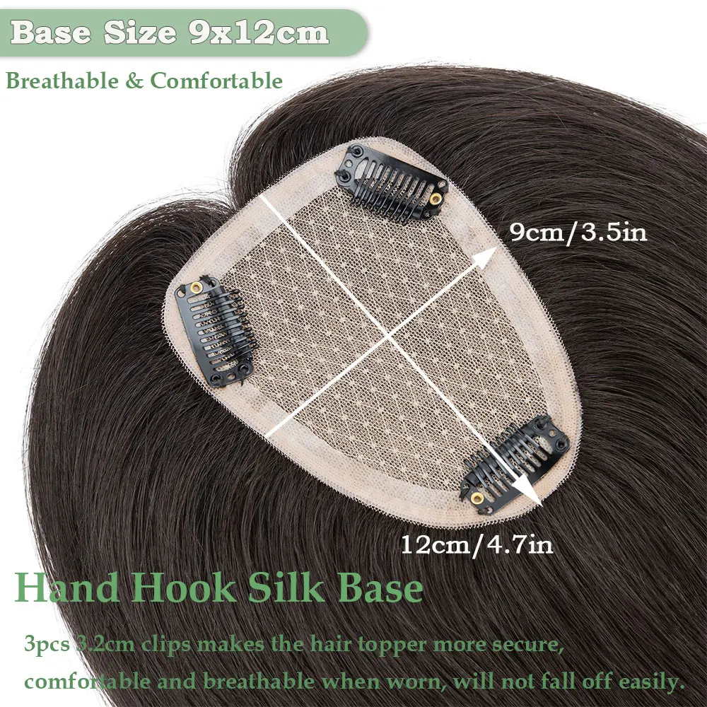 SEGO Upgrade Silk Topper Human Hair Scalp Toppers for Women Straight 150% Density 9x12cm Hairpieces Natural Top Hair Extensions