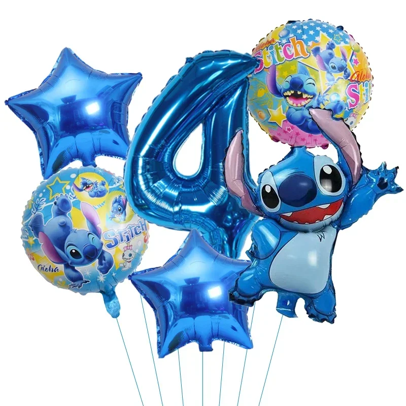 Ensemble de ballons numérotés Disney CAN O & Stitch, décorations de fête préChristophe, cadeaux de jouets pour enfants, fête d\'anniversaire, 6