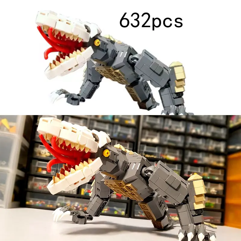 MOC Beast Jointed Reptile Monster 632pcs Small Particle Assembly Building Blocks Educational Model Toy Ornament DIY Gift