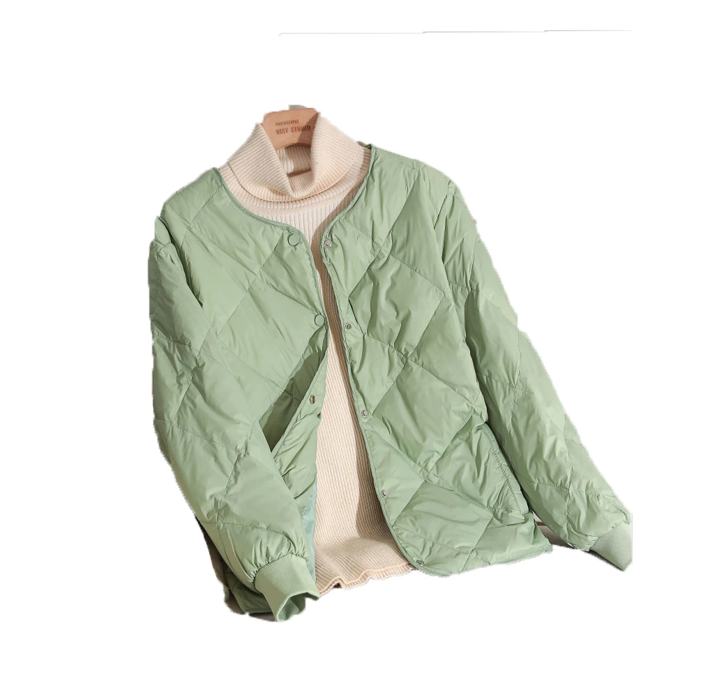 Thin Down Jacket Women's Short Cotton Coat 2025 New Korean Style Fashion Baseball Jacket Single Breasted Autumn Winter Jacket