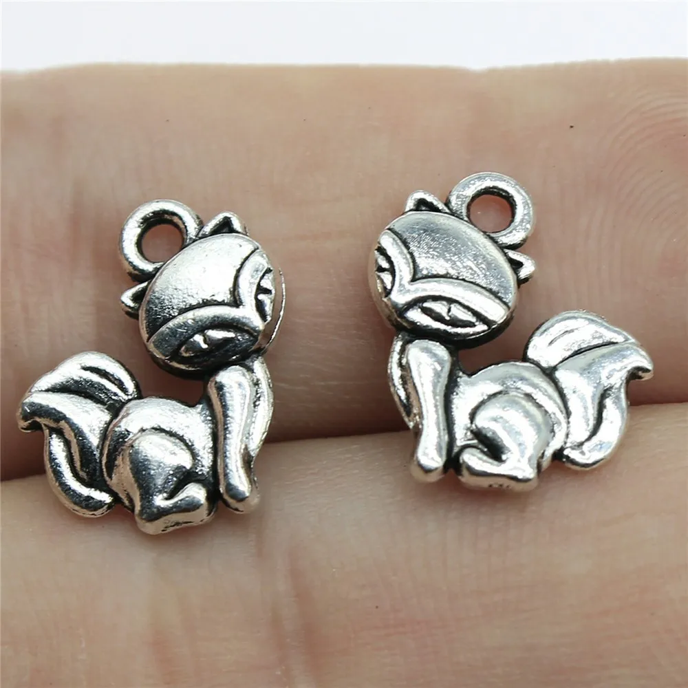 10pcs 15x14mm Antique Silver Color Fox Charms Pendant Jewelry Materials Wholesale