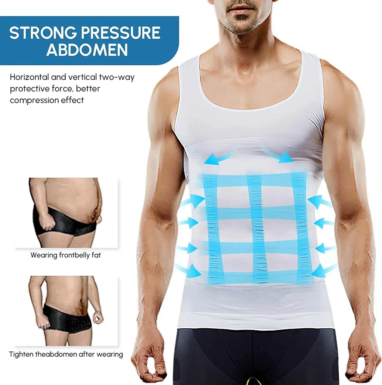 Men Shaper Slimming T-Shirt Posture Vest Belly Control Compression Underwear Corset Body Shaper