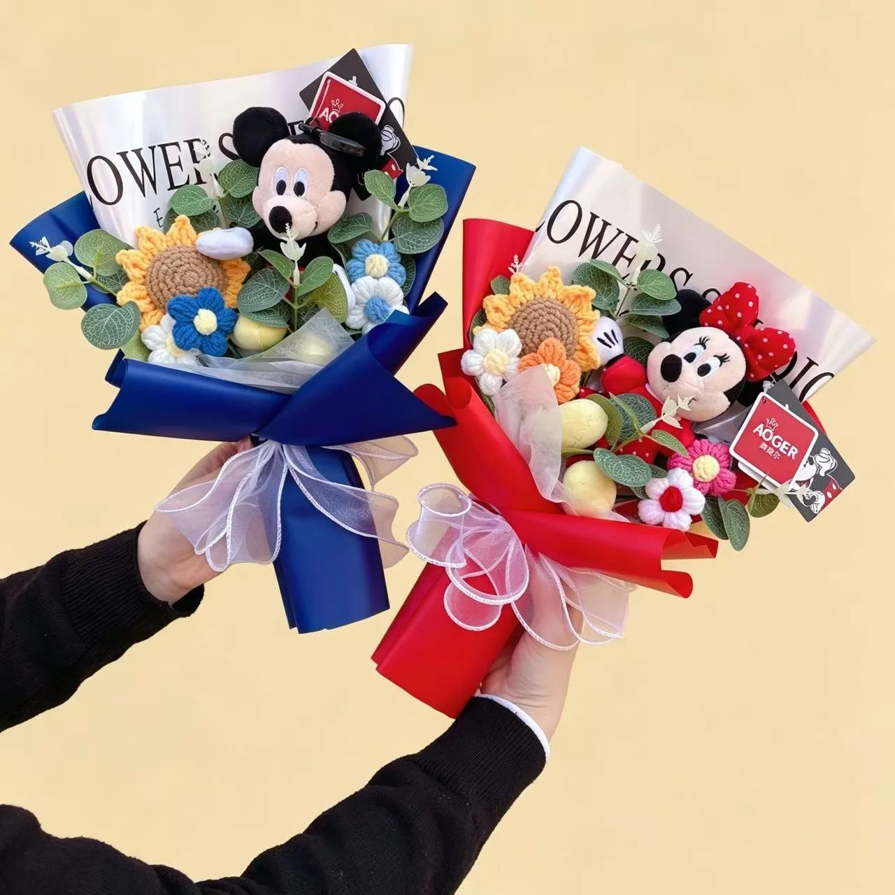 

Cartoon Anime Micky Mouse Minnie Plush Dolls Stuffed Animals Creative Handmade Bouquets Birthday Christmas Valentine Gifts