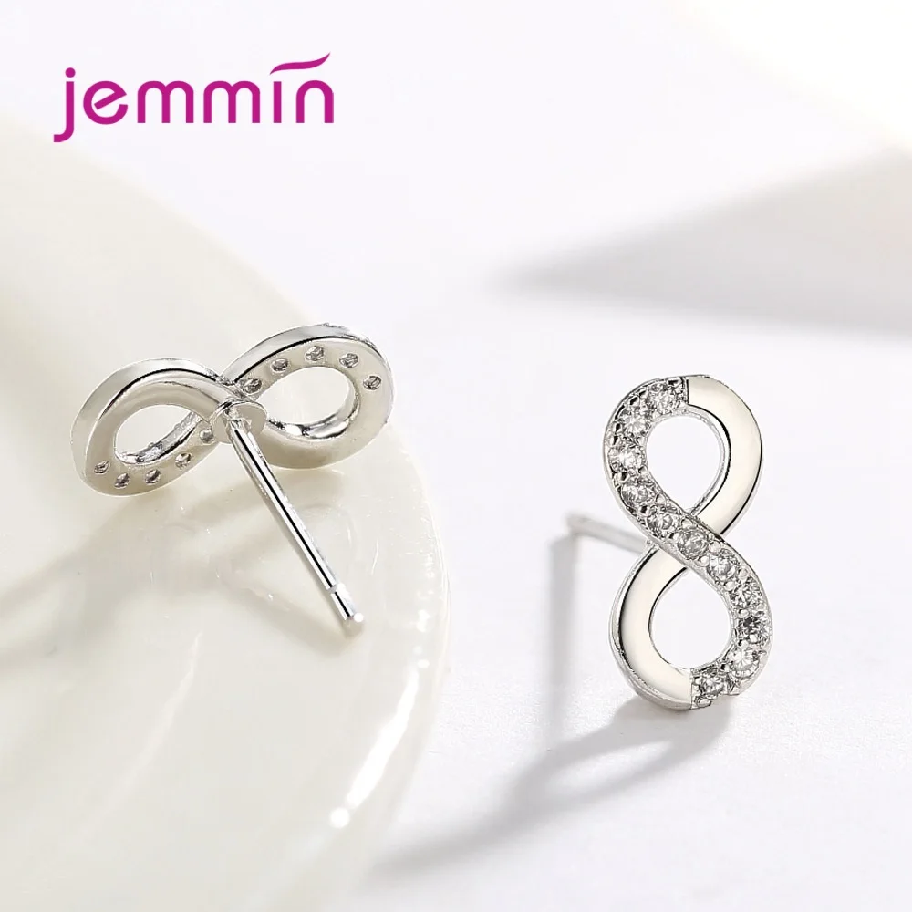 Charm 925 Silver  Simple Bowknot Infinity Earrings for Women Fashion Wedding Jewelry Bowtie CZ Zircon Brincos Mujer