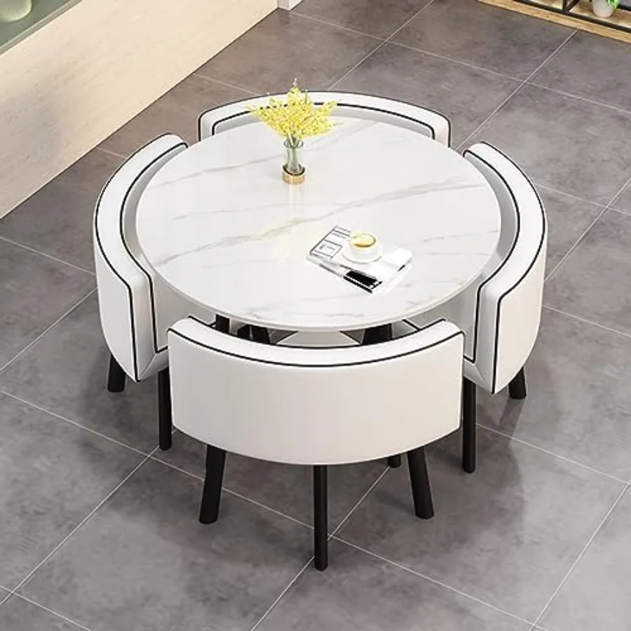 

Modern Round Office Reception Table Set with Chairs SpaceSaving Conference Table for Small Spaces Dining Table for Home Living