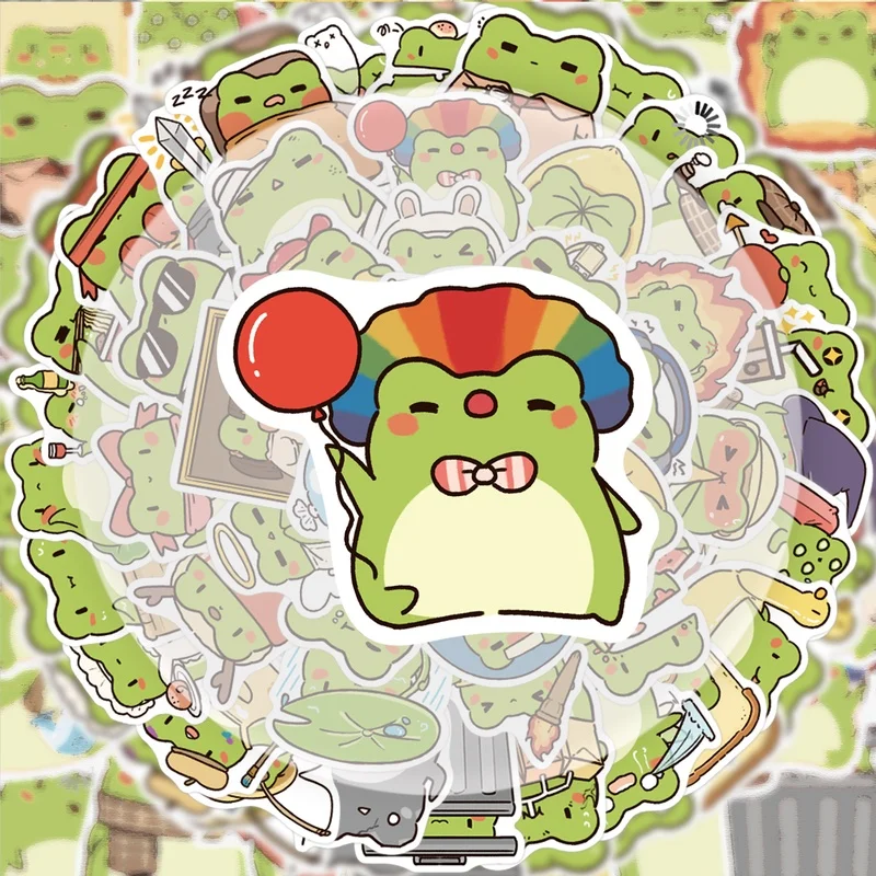 50 Versatile Little Frog Doodle Stickers, Vibrant Stickers Suitable for Water Bottles, Laptops, Phone Cases, Suitcases, Skateboards, Guitars, Gift Boxes, Party Decorations