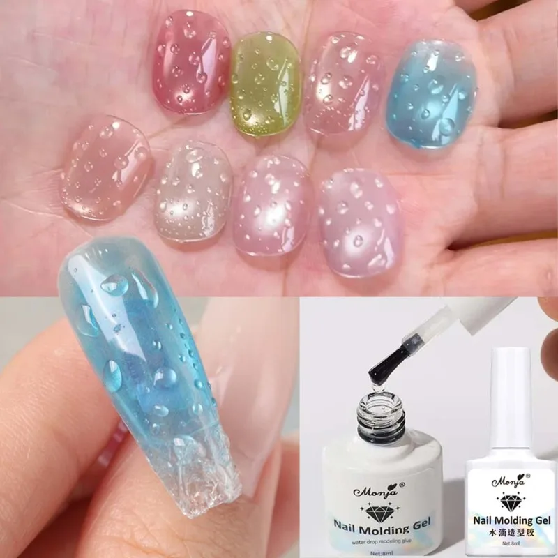 3D Water Drop Nail Gel Crystal Semi-Solid No-Wipe Rain Drop Effect Sculpting Gel Polish High Transparent Nail Art Molding Polish