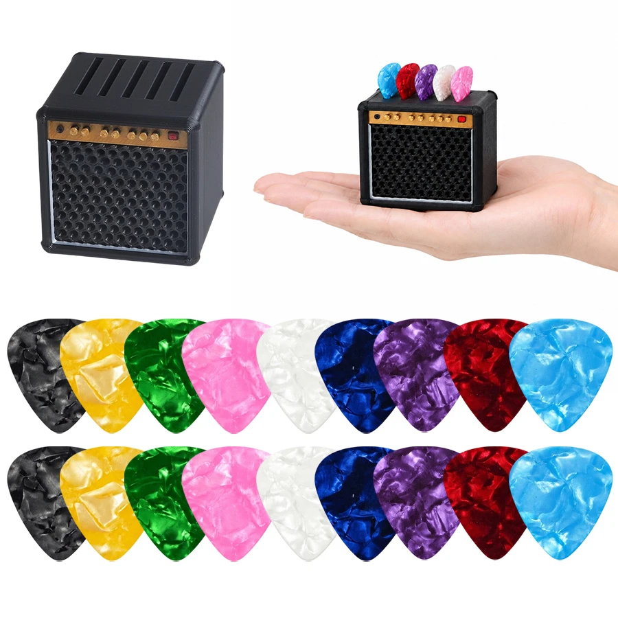 7/14PCS Guitar Picks Storage Kit Creative Audio Shaped Storage Box Plastic Display Case Random Colors Celluloid Guitar Picks ZYF