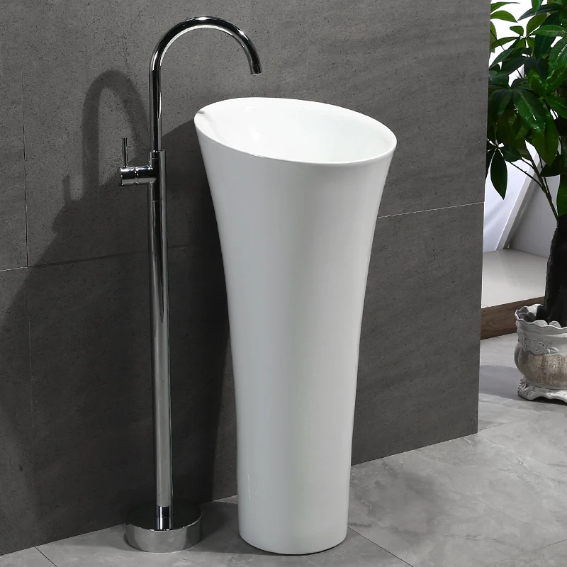 

Ceramic column without faucet hole integrated column toilet washstand floor-standing washbasin