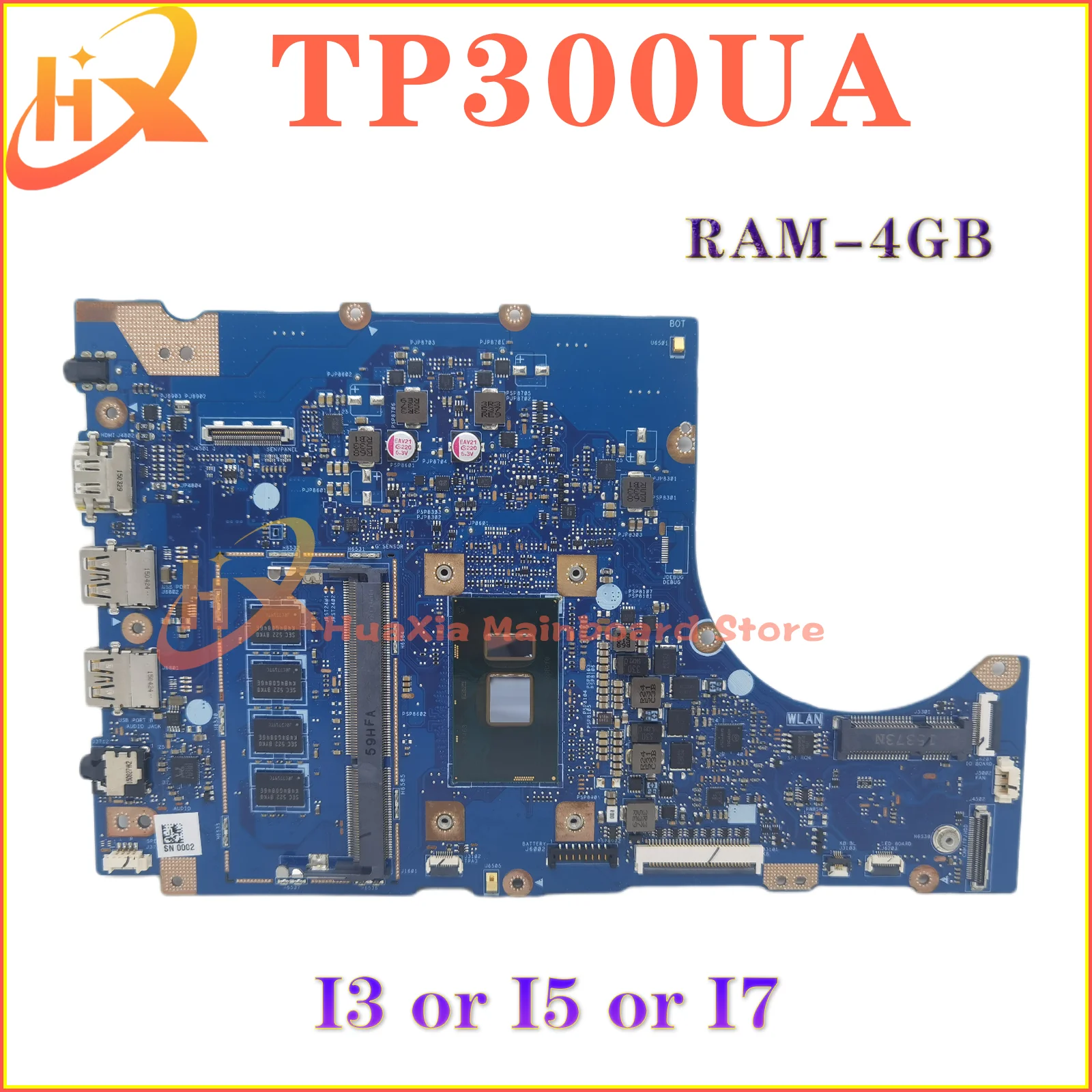 KEFU Notebook Mainboard For ASUS Transformer Book Flip TP300UA TP300U Q300U Laptop Motherboard i3 i5 i7 4GB/RAM MAIN BOARD