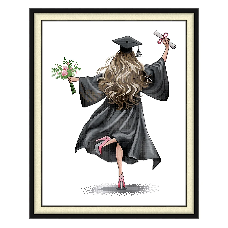 I've Graduated Patterns Counted Cross Stitch Set DIY 11CT 14CT 16CT HD Stamped DMC Cross-stitch Kit Embroidery Needlework Crafts