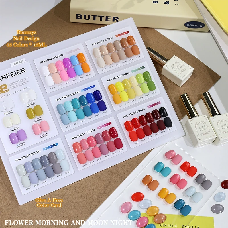 48 Colors Solid Gel Nail Polish Set UV LED Soak Off Varnish Semi Permanent Pure Color Manicure Kit Long Lasting Nail Art