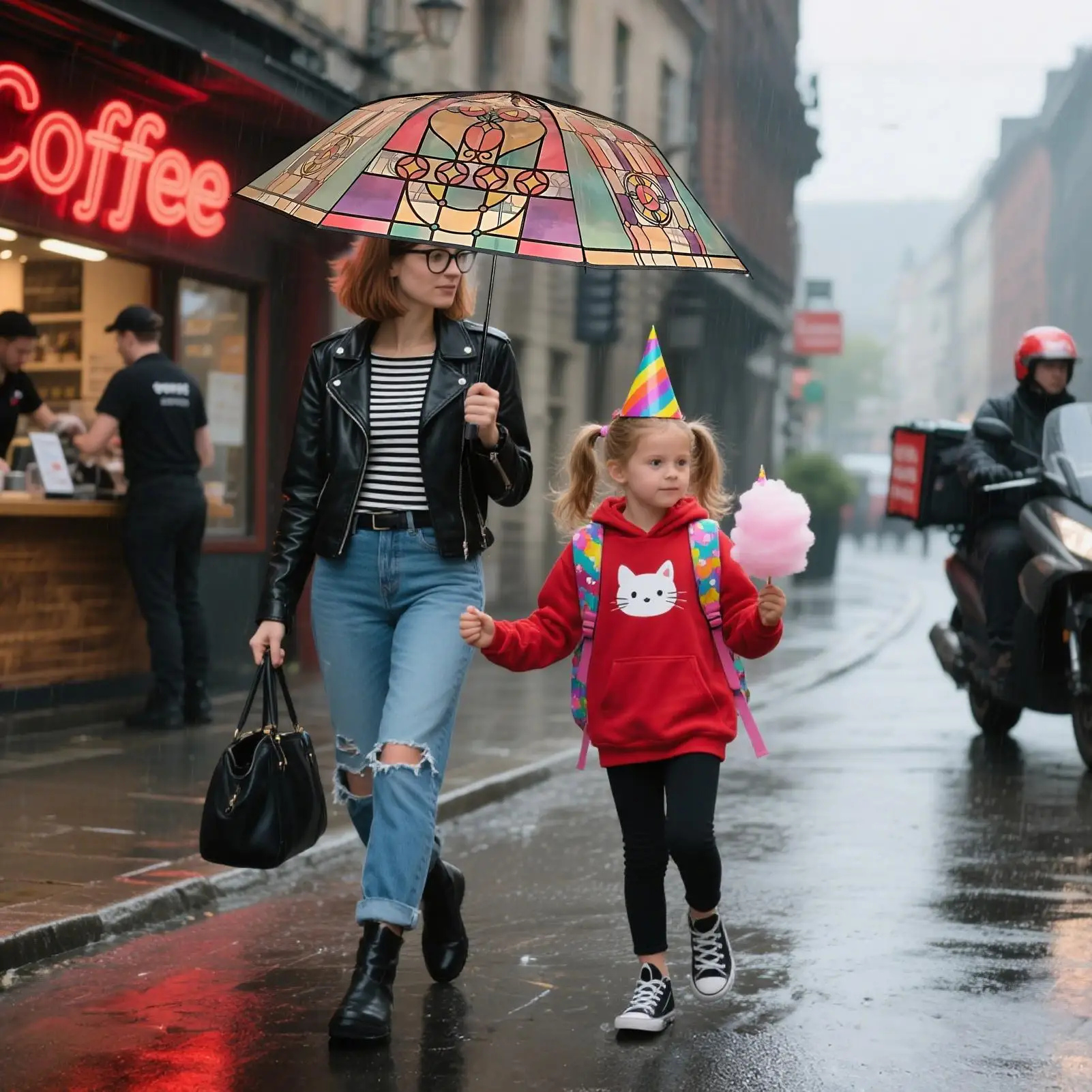Vintage Parasol Stained Glass Manual Umbrella For Women Ladies Artistic Strong Frame Design Parasol For Commuting Travel Beach