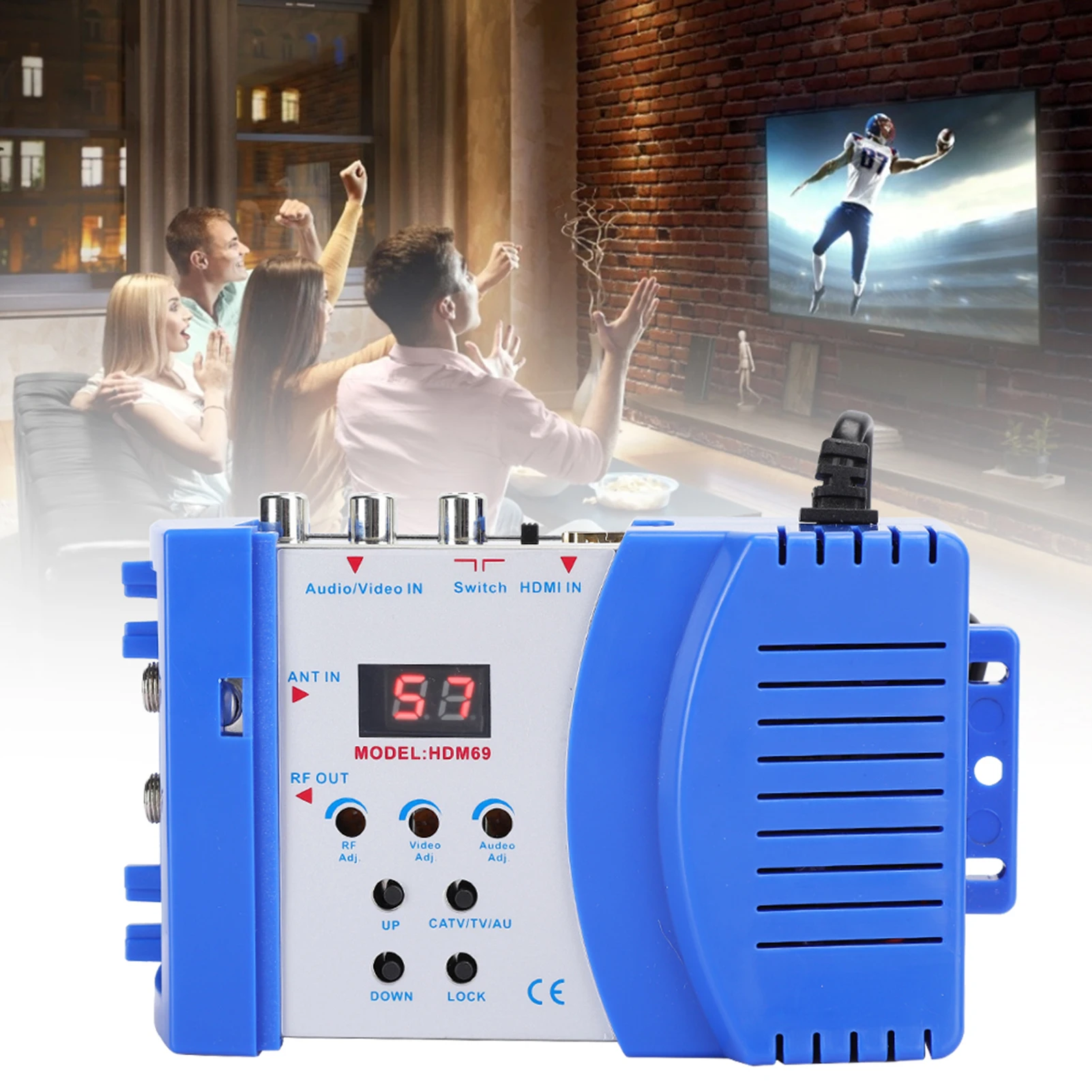 AV To RF Converter VHF / UHF Digital HD Modulator PAL Output HDMI / AV Input for TV HD HDMI Modulator AV to RF Convert EU Plug