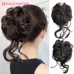 BEAUTYENTER Synthetic Messy Curly Claw Hair Bun Chignon Hair Extensions Scrunchy Fake False Hair With Tail for Women Hairpieces