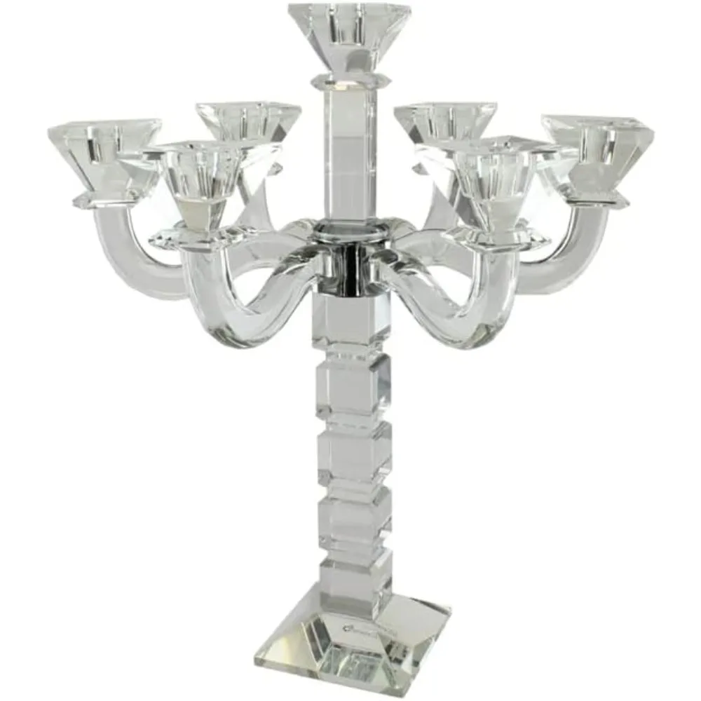 Portavelas de cristal con base cuadrada de 18 ", enciende una atmósfera sagrada, el prisma brilla y brilla, portavelas minimalista moderno