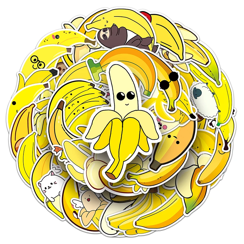 50Pcs Banana series Cartoon Cute Waterproof Sticker Skateboarding Snowboard Retro Vinyl Sticker