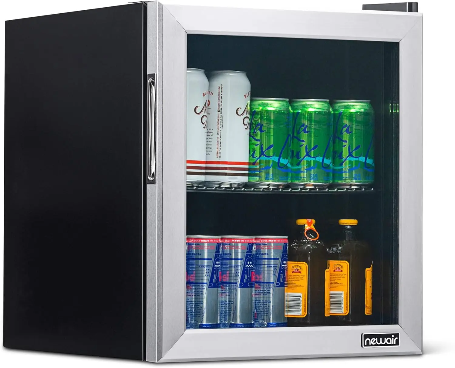 Fridge Beverage Refrigerator and Cooler, Free Standing Glass Door Refrigerator Holds Up To 60 Cans, Cools to 37 Degr